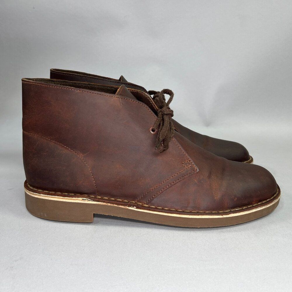 Clarks Chukka Boots Men's Size 8.5 Brown Leather Casual Lace Up‎ Boots